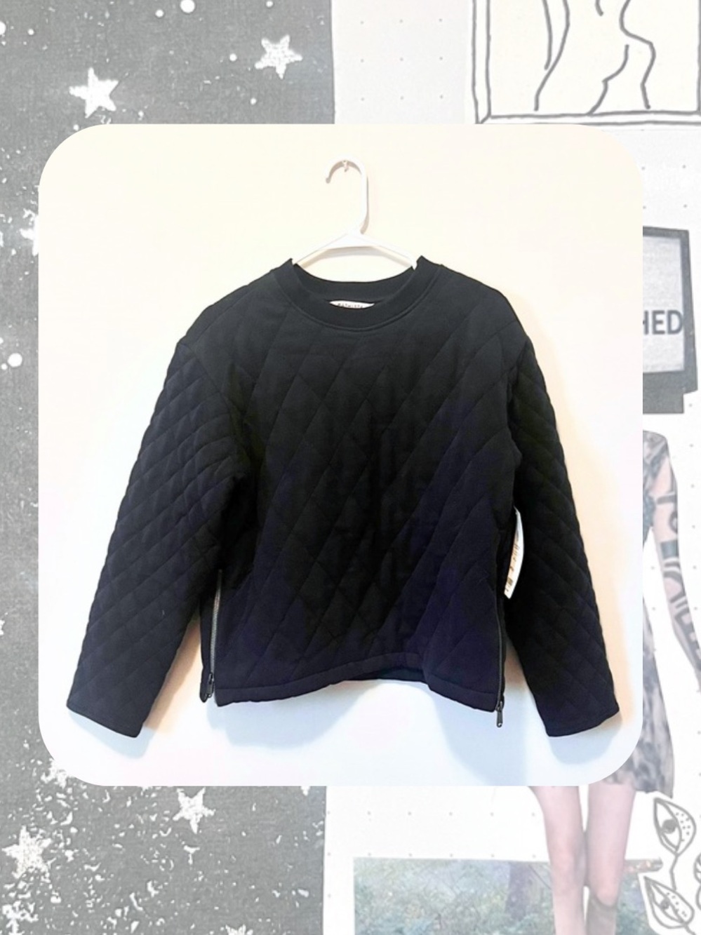 NWT🎉 Athleta Navy Blue Quilted Sweatshirt with Side Zippers